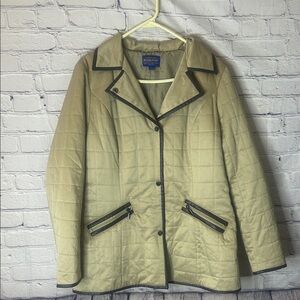 Pendleton Women's Beige w/ brown trim Quilted Puffer Coat size large
